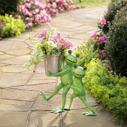 Indoor/Outdoor Metal Friendly Frogs Planter | Plow & Hearth