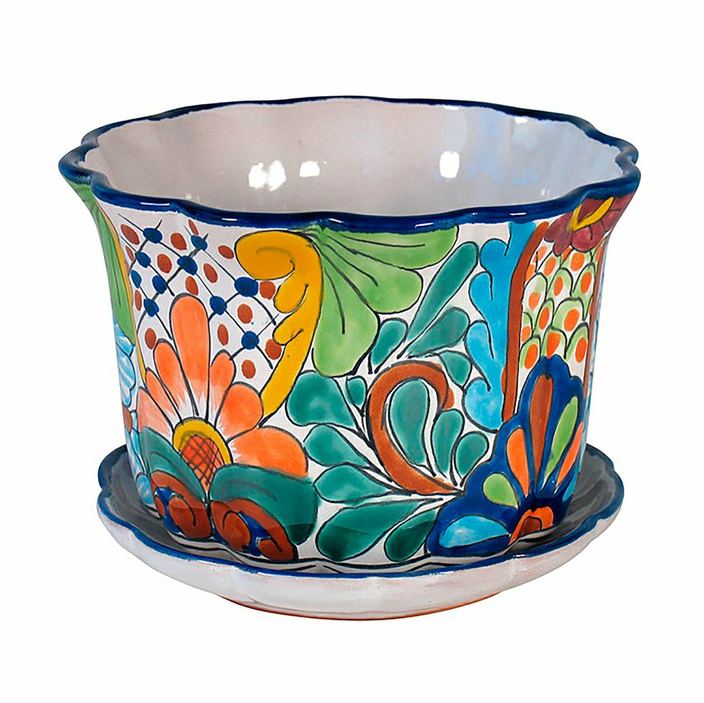 Large Talavera Wave Planter with Tray | Plow & Hearth