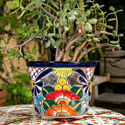 Large Round Talavera Floral Pot | Plow & Hearth