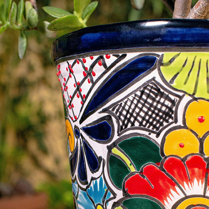Large Round Talavera Floral Pot | Plow & Hearth
