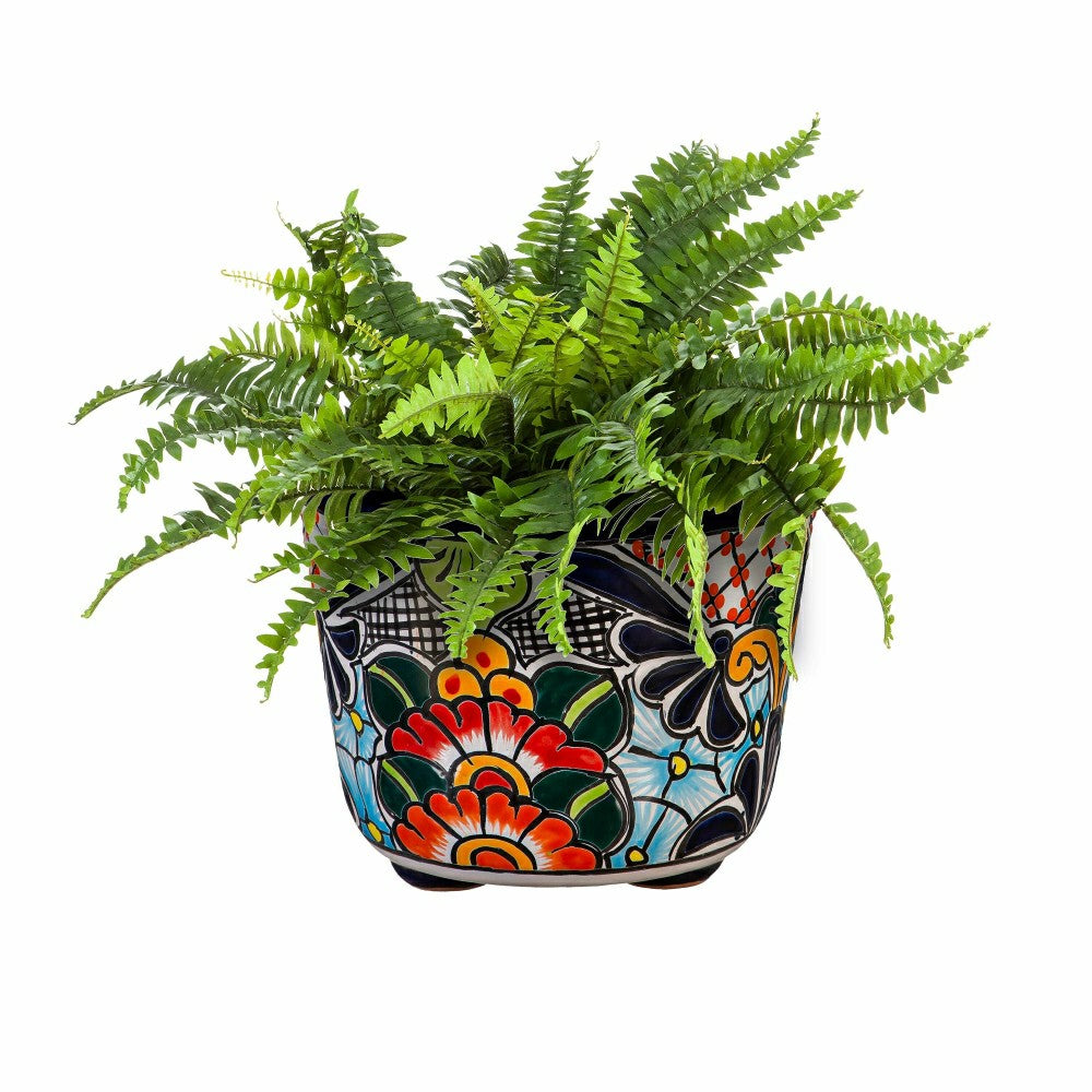 Large Round Talavera Floral Pot | Plow & Hearth
