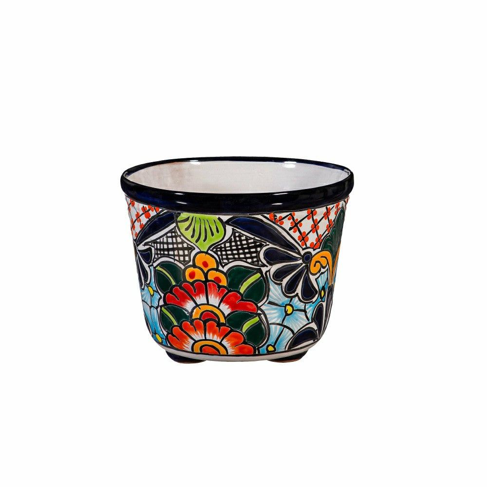 Large Round Talavera Floral Pot | Plow & Hearth