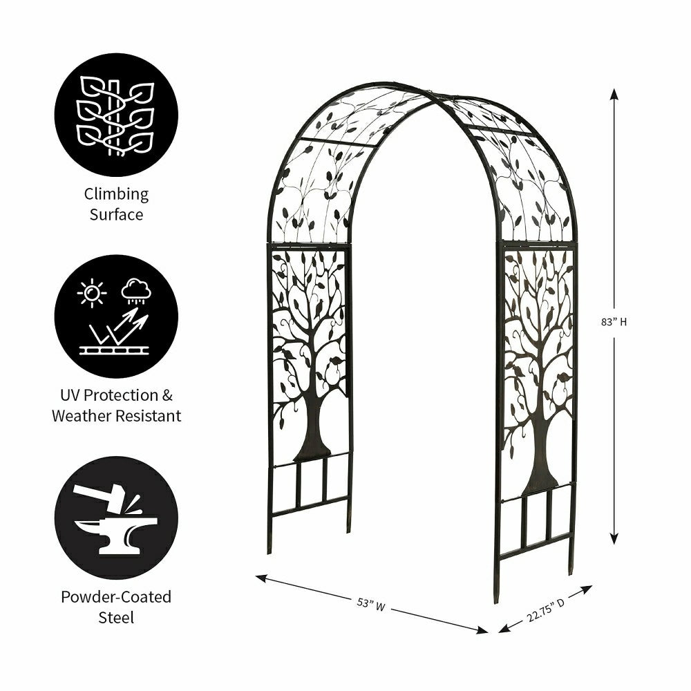 Metal Garden Arbor with Tree of Life Design | Plow & Hearth