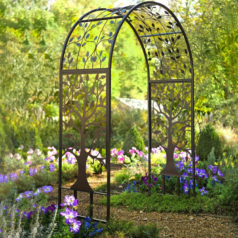 Metal Garden Arbor with Tree of Life Design | Plow & Hearth