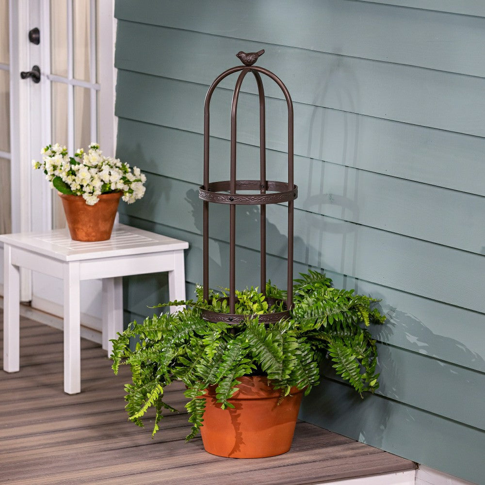 7' Powder-Coated Steel Garden Obelisk, Bronze | Plow & Hearth