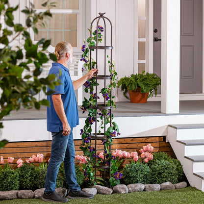 7' Powder-Coated Steel Garden Obelisk, Bronze | Plow & Hearth