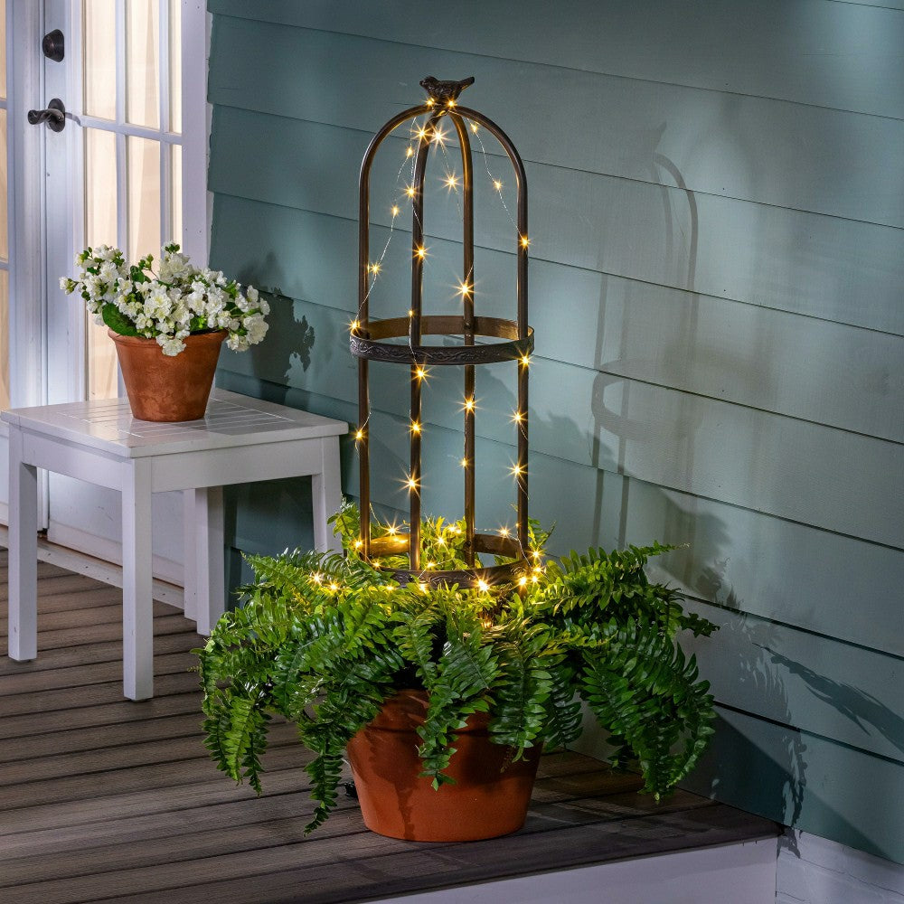7' Powder-Coated Steel Garden Obelisk, Bronze | Plow & Hearth
