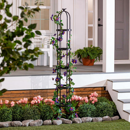 7' Powder-Coated Steel Garden Obelisk, Black | Plow & Hearth