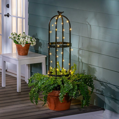 7' Powder-Coated Steel Garden Obelisk, Black | Plow & Hearth