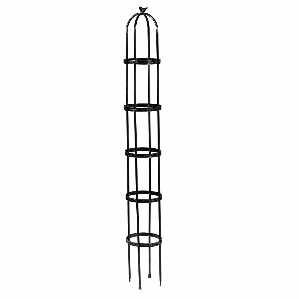 7' Powder-Coated Steel Garden Obelisk, Black | Plow & Hearth