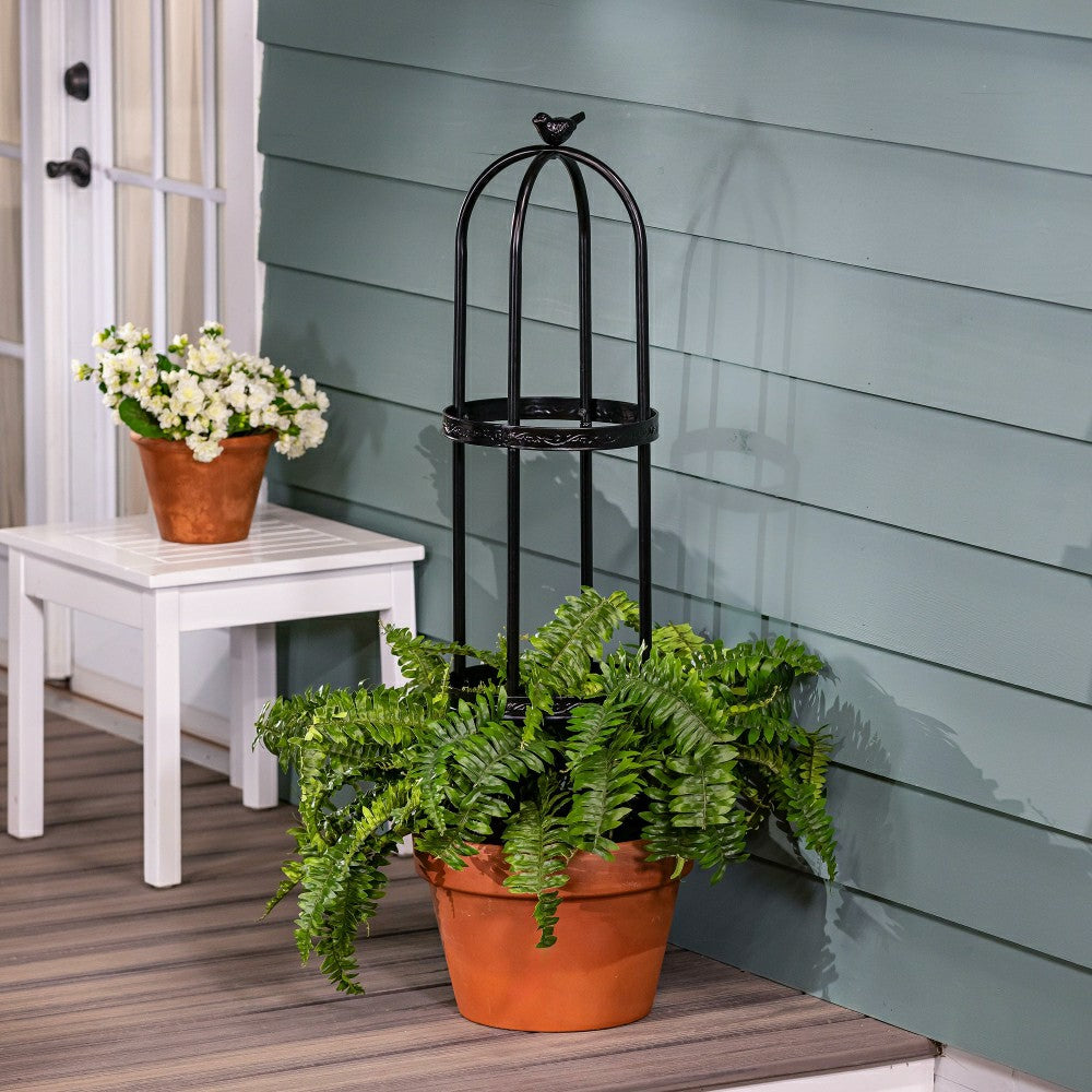 7' Powder-Coated Steel Garden Obelisk, Black | Plow & Hearth
