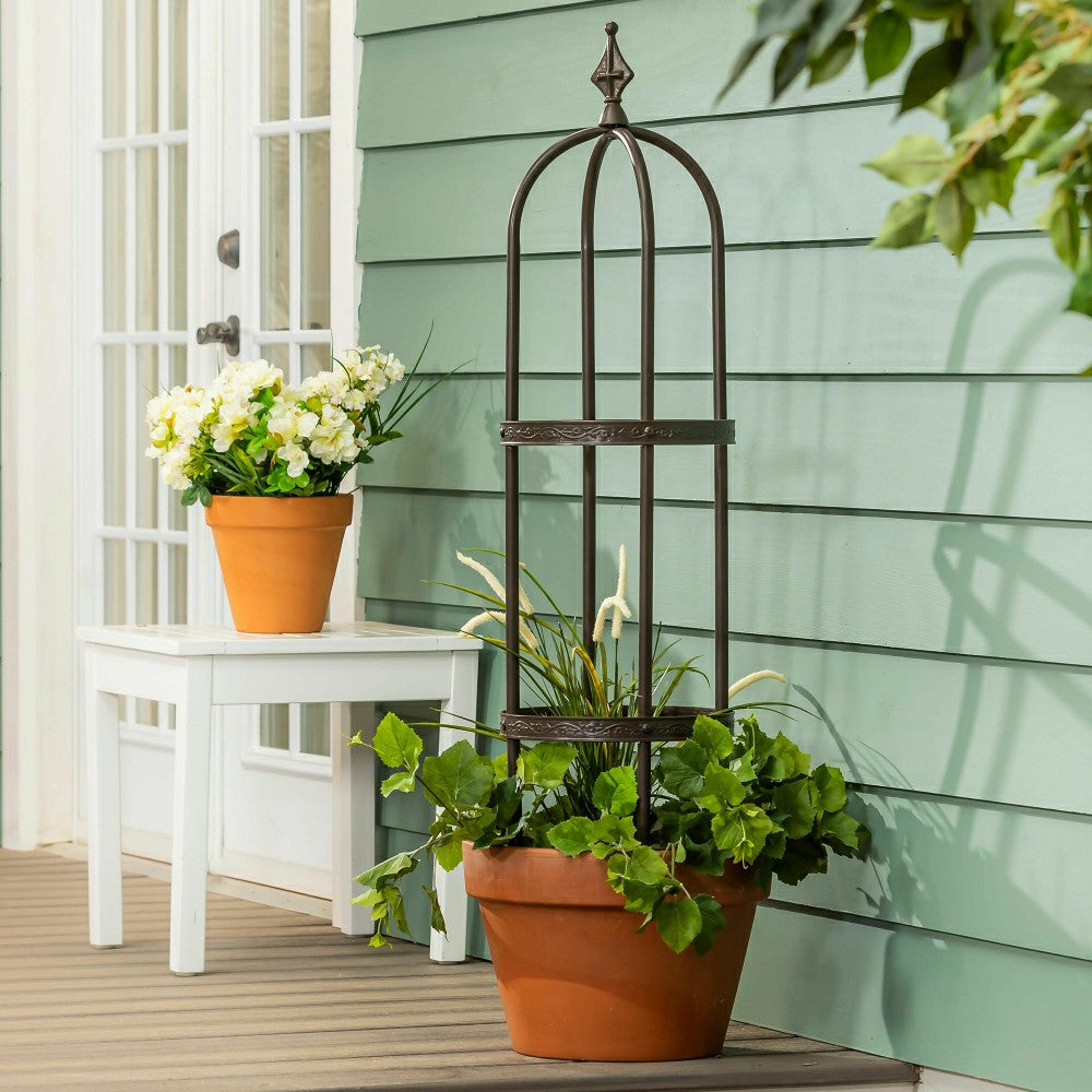 5' Powder-Coated Steel Garden Antique Copper Obelisk | Plow & Hearth