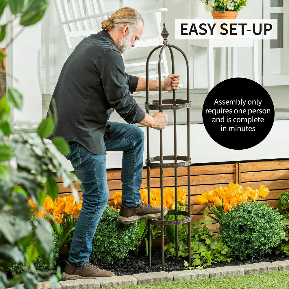 5' Powder-Coated Steel Garden Antique Copper Obelisk | Plow & Hearth