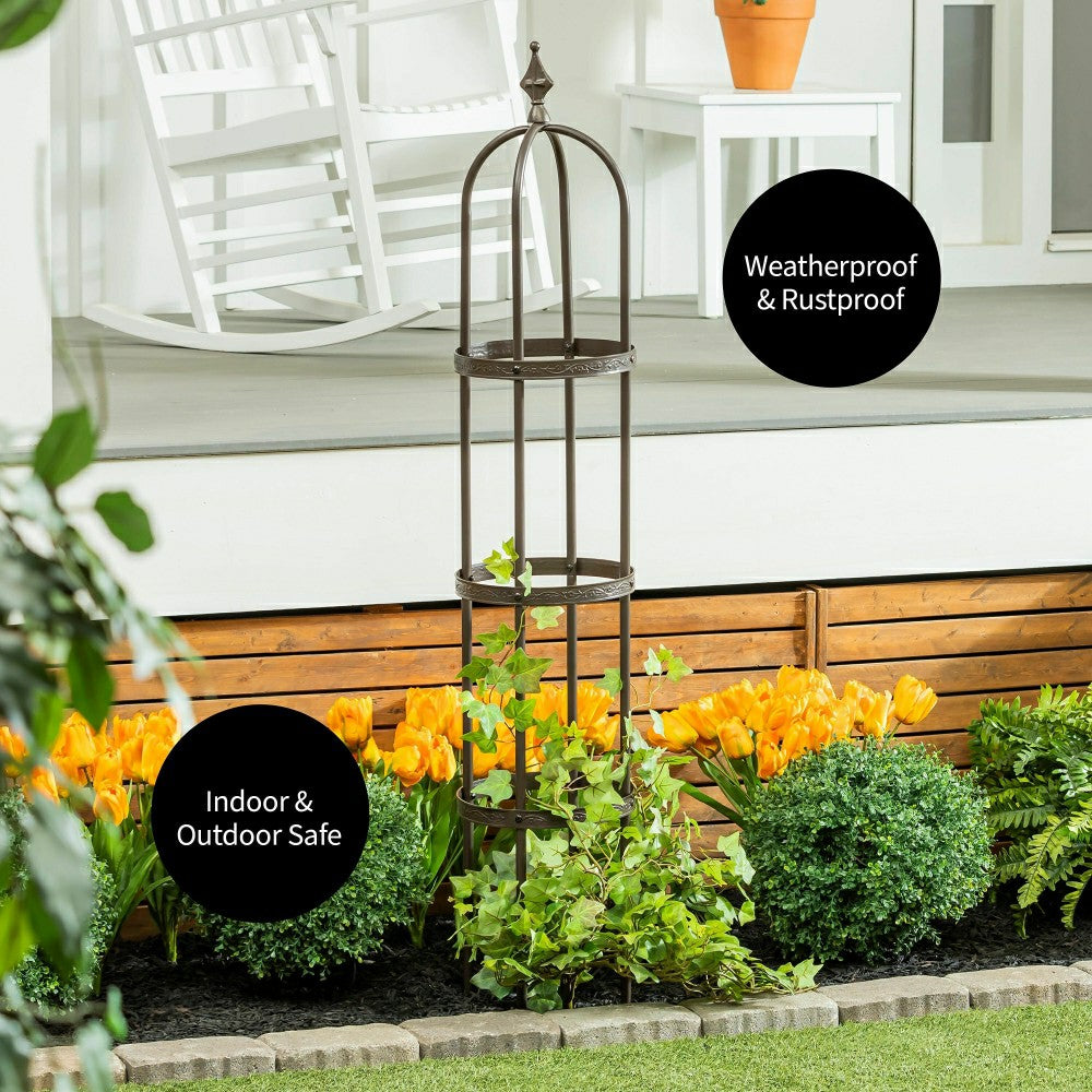 5' Powder-Coated Steel Garden Antique Copper Obelisk | Plow & Hearth