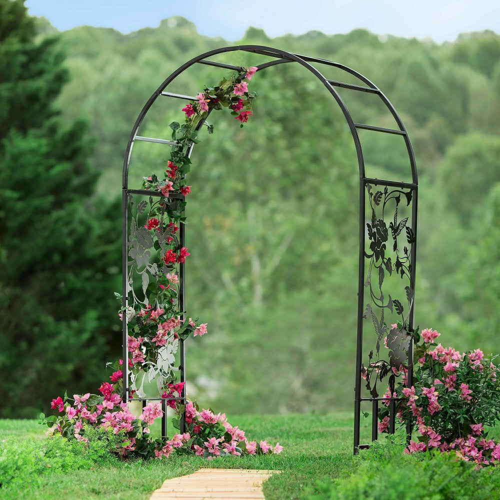 Metal Arched Hummingbird Garden Arbor | Plow & Hearth