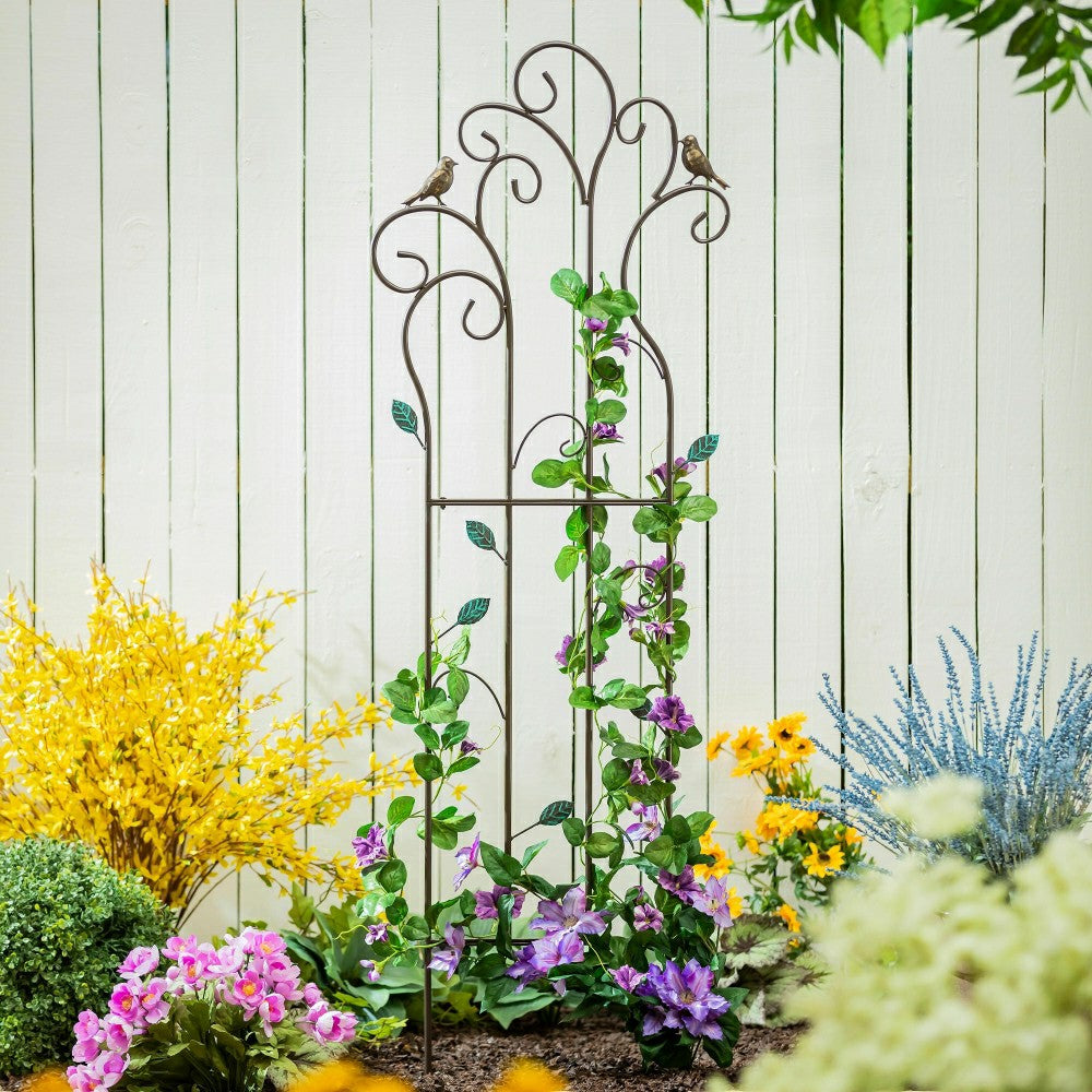 Metal Birds and Scrolls Garden Trellis | Plow & Hearth
