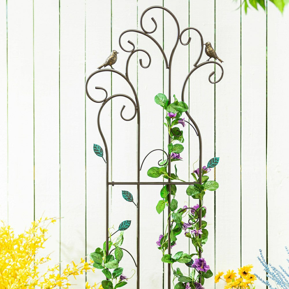 Metal Birds and Scrolls Garden Trellis | Plow & Hearth