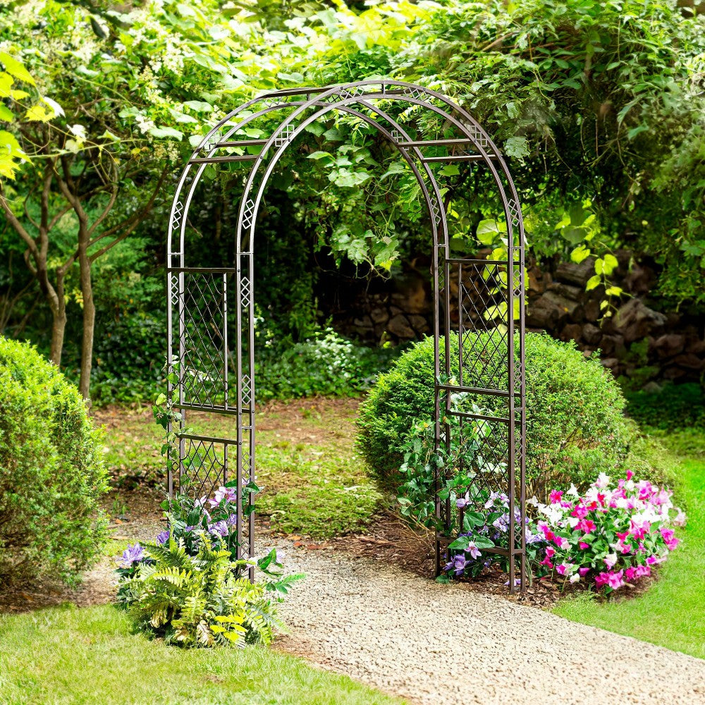 Metal Garden Arbor With Lattice Pattern | Plow & Hearth