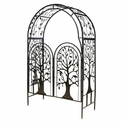 Metal Tree of Life Arched Garden Arbor with Gate | Plow & Hearth