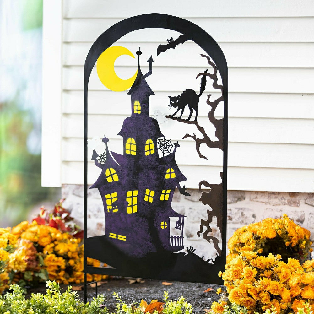 Metal Halloween Trellises In Witch And Haunted House Designs | Plow & Hearth