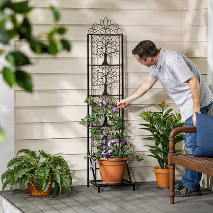 Tree of Life Metal Lattice Trellis with Planter Stand | Plow & Hearth