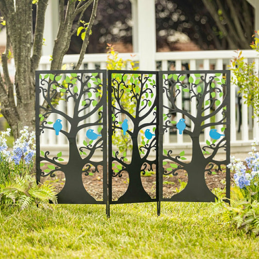 Laser-Cut Metal Bluebird Garden Screen | Plow & Hearth