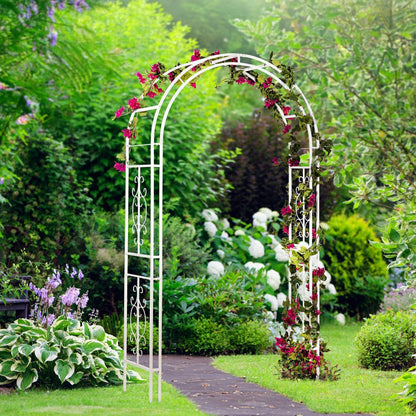 White Montebello Slimline Garden Arbor | Plow & Hearth