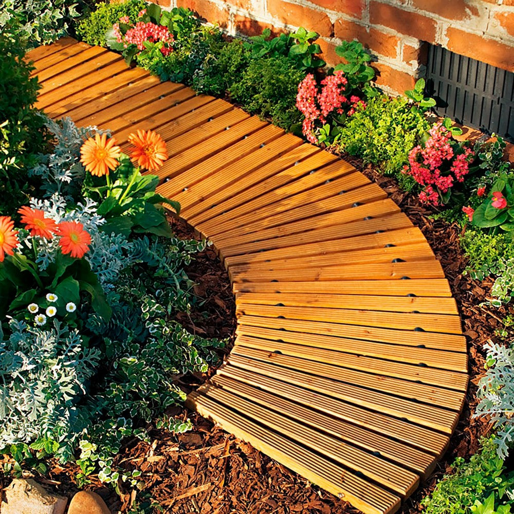 Portable Wooden Curved Pathway | Plow & Hearth