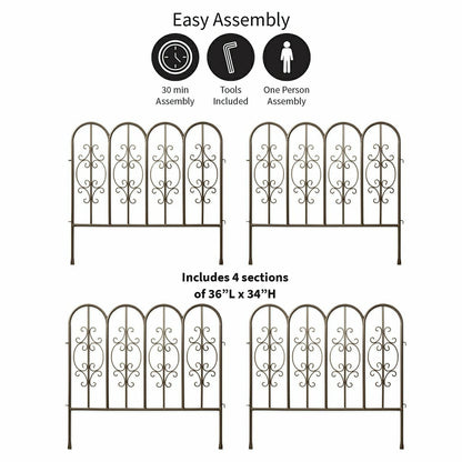 Iron Garden Fencing 4-Piece Set | Plow & Hearth