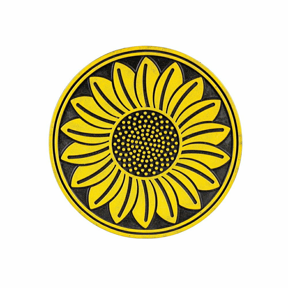 Recycled Rubber Sunflower Stepping Stones, Set of 3 | Plow & Hearth