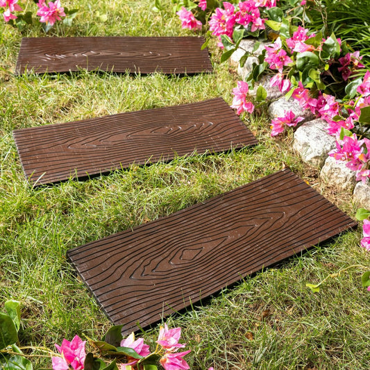 Wood-Grain Rubber Garden Pathway Planks, Set of 3 | Plow & Hearth