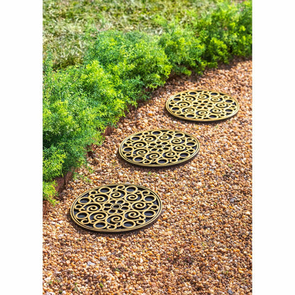 Recycled Rubber Stepping Stones, Set of 3 - Golden Medallion | Plow & Hearth