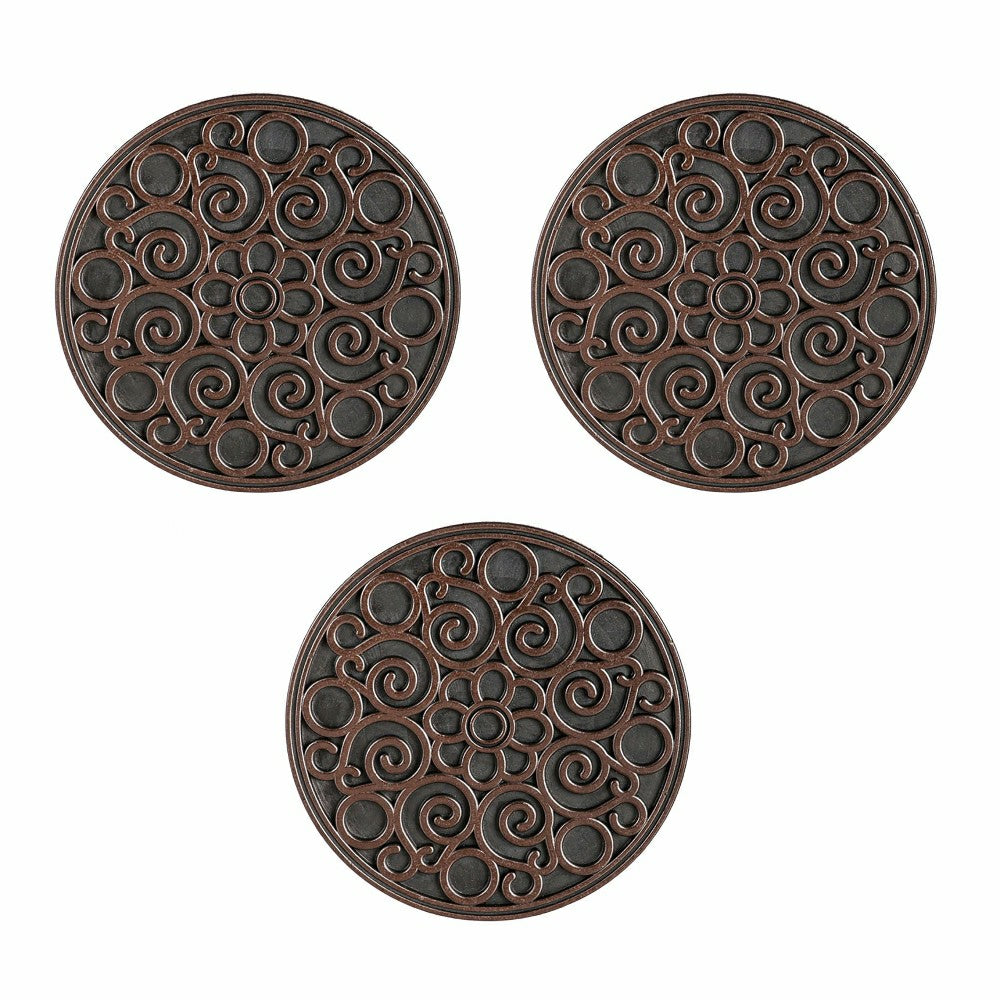 Recycled Rubber Stepping Stones, Set of 3 - Copper Flower Swirl | Plow & Hearth