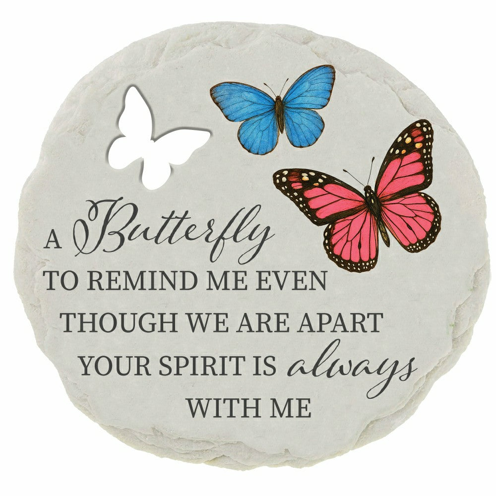 Memorial Garden Stone, Cut Out Round Butterfly | Plow & Hearth