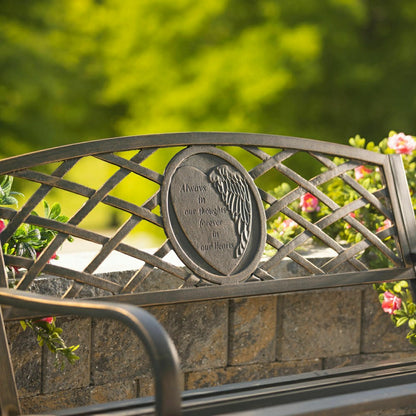 Thoughts & Hearts Memorial Metal Garden Bench | Plow & Hearth