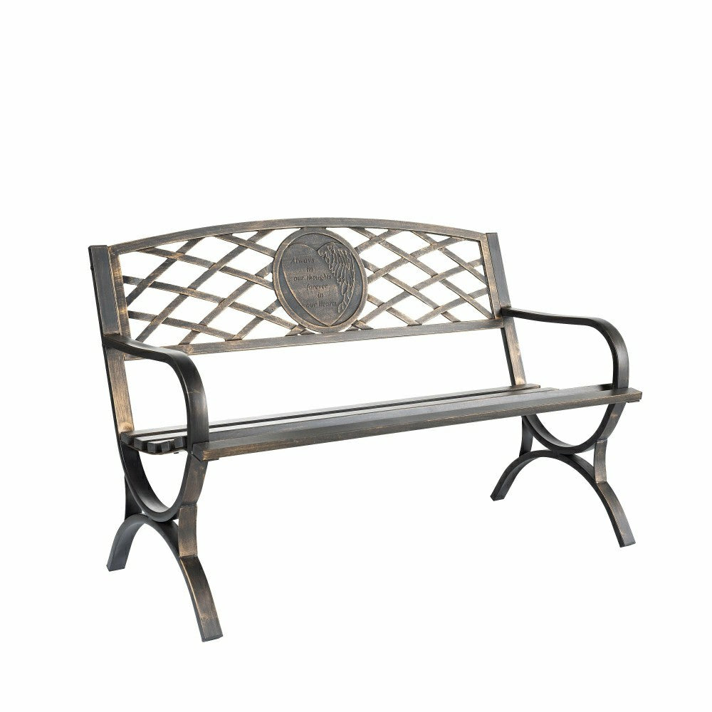 Thoughts & Hearts Memorial Metal Garden Bench | Plow & Hearth
