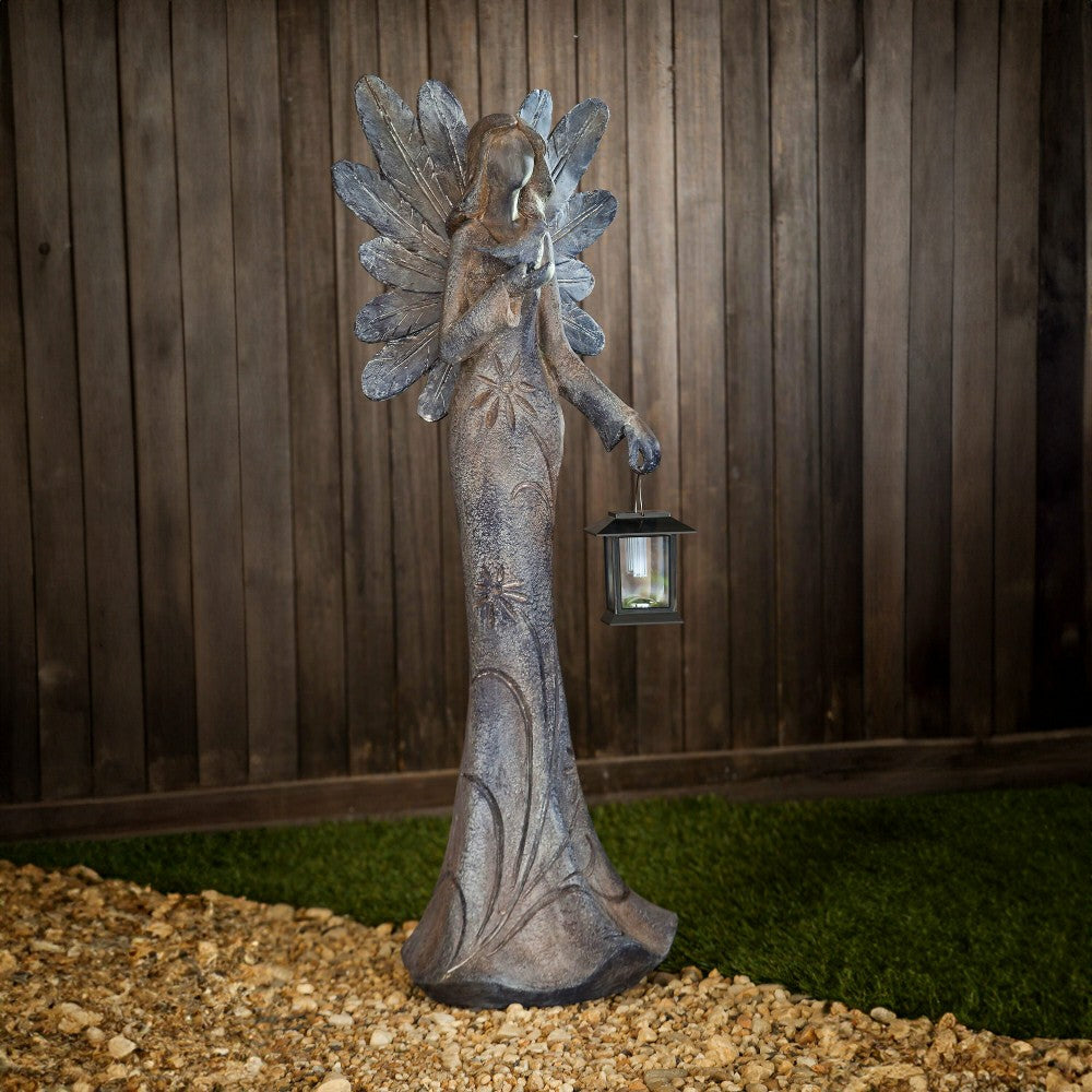 Solar Sculpted Angel Statue with Lantern | Plow & Hearth
