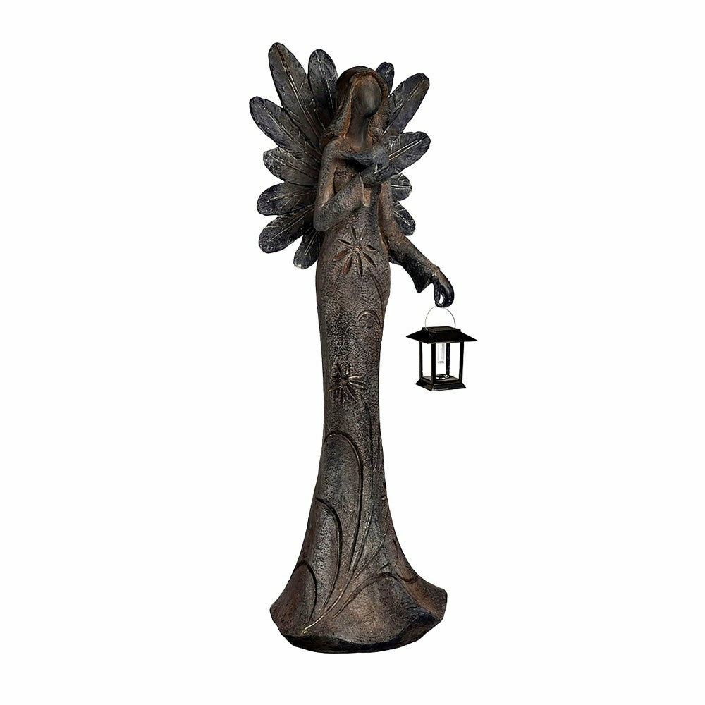 Solar Sculpted Angel Statue with Lantern | Plow & Hearth