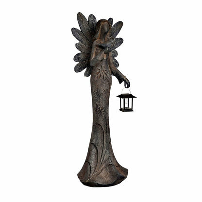 Solar Sculpted Angel Statue with Lantern | Plow & Hearth