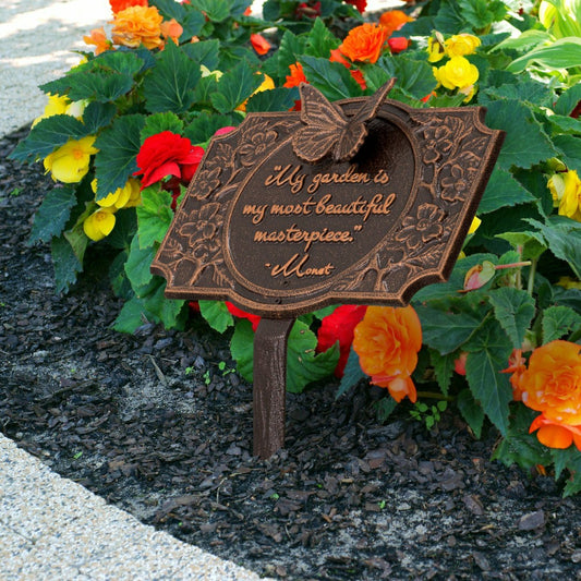 Monet Garden Butterfly Lawn Plaque, Antique Copper | Plow & Hearth