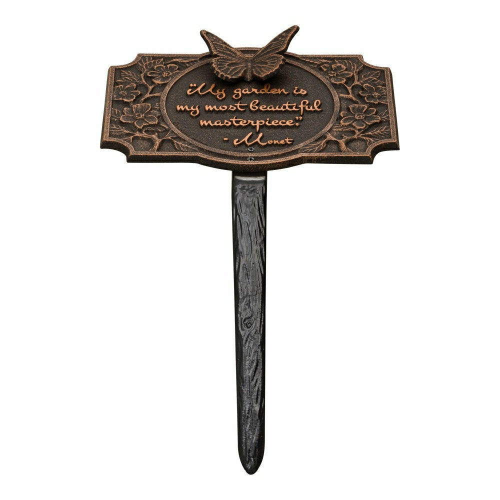 Monet Garden Butterfly Lawn Plaque, Antique Copper | Plow & Hearth