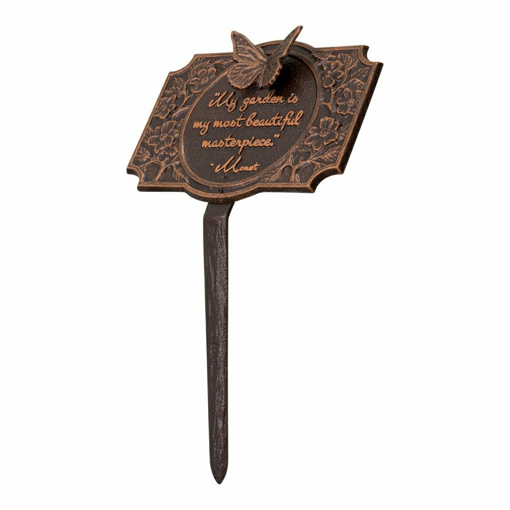 Monet Garden Butterfly Lawn Plaque, Antique Copper | Plow & Hearth