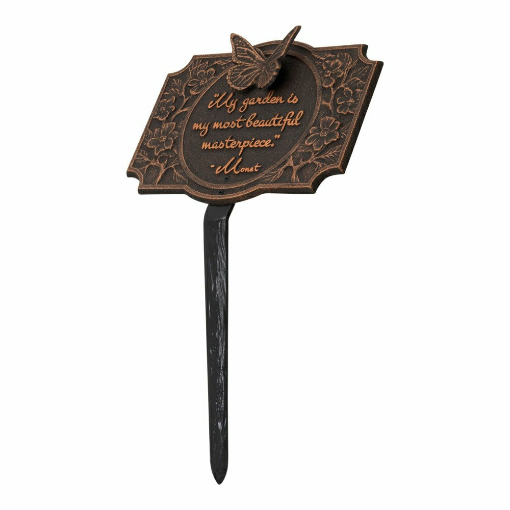 Monet Garden Butterfly Lawn Plaque, Antique Copper | Plow & Hearth