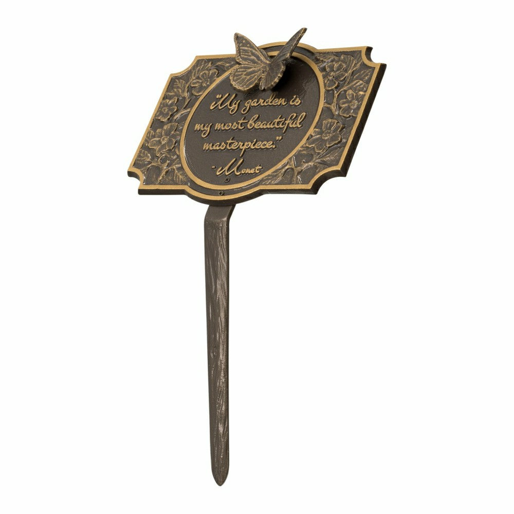 Monet Garden Butterfly Lawn Plaque, Antique Copper | Plow & Hearth