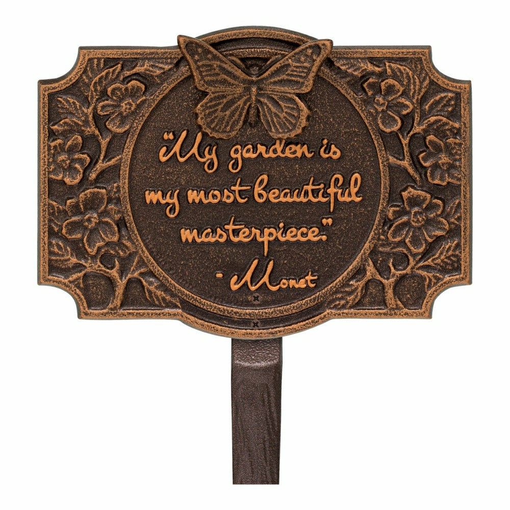 Monet Garden Butterfly Lawn Plaque, Antique Copper | Plow & Hearth