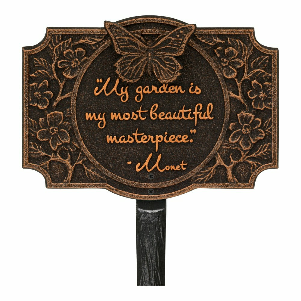 Monet Garden Butterfly Lawn Plaque, Antique Copper | Plow & Hearth