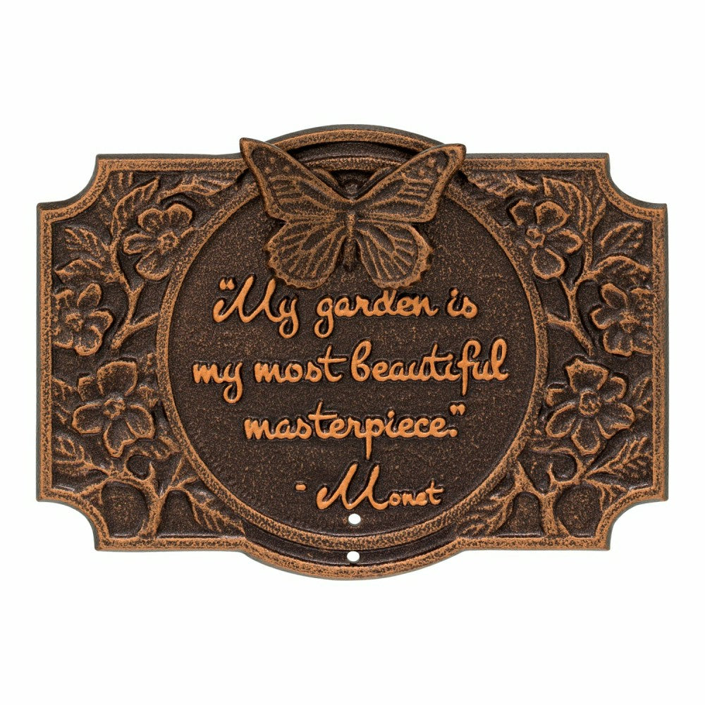 Monet Garden Butterfly Lawn Plaque, Antique Copper | Plow & Hearth