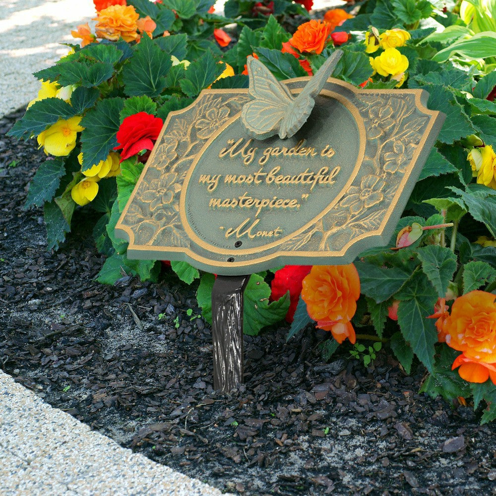 Monet Garden Butterfly Lawn Plaque, Antique Copper | Plow & Hearth