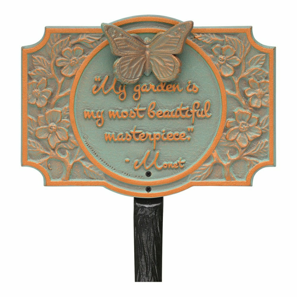 Monet Garden Butterfly Lawn Plaque, Antique Copper | Plow & Hearth