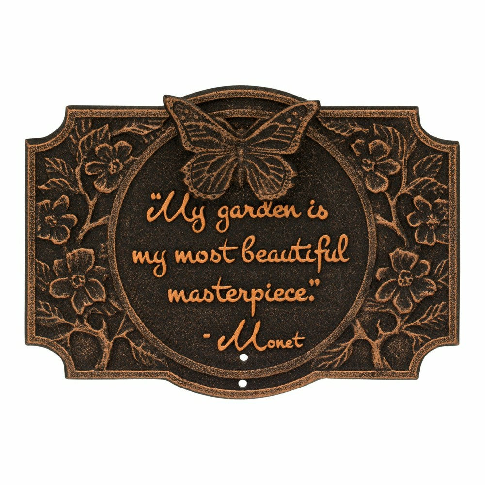 Monet Garden Butterfly Lawn Plaque, Antique Copper | Plow & Hearth